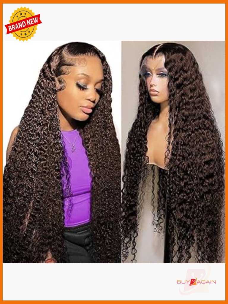 13x6 Lace Front Wig Human Hair Deep Wave Curly 200% Density Glueless 24 Inch